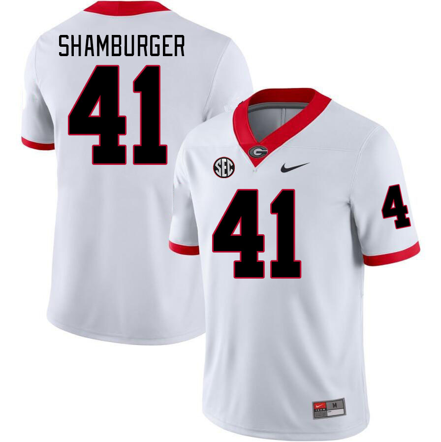Men #41 Denton Shamburger Georgia Bulldogs College Football Jerseys Stitched-White